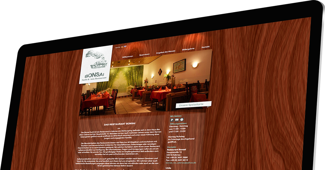 Individuelles Webdesign für Restaurant Bonsai Adenau